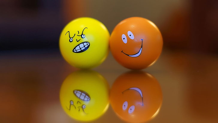 yellow and orange emojie balls, emotions, surface, pool Game