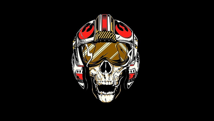 white and red skull wearing helmet illustration, Star Wars, Rebel Alliance