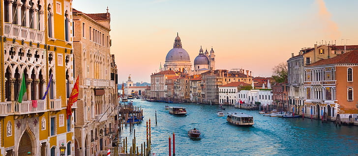 Italy, Santa Maria della Salute, santorini greece, panorama, Venice, HD wallpaper