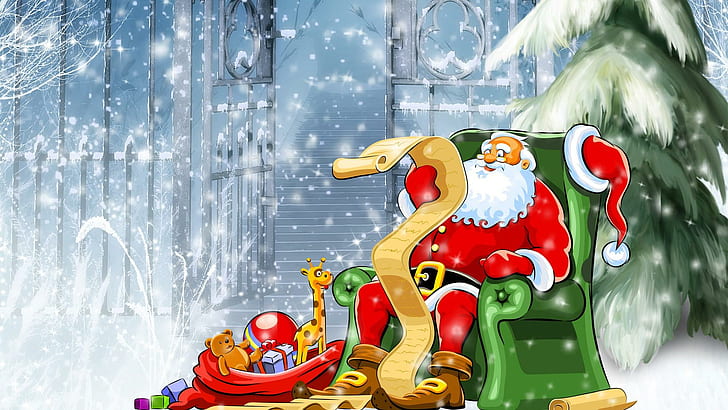 Santa Checking His List, santa claus portrait, north pole, st nick