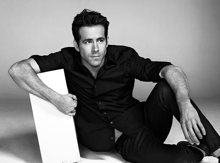 Ryan Reynolds, actor, celebrity, style, photoshoot, bw, black And White, HD wallpaper