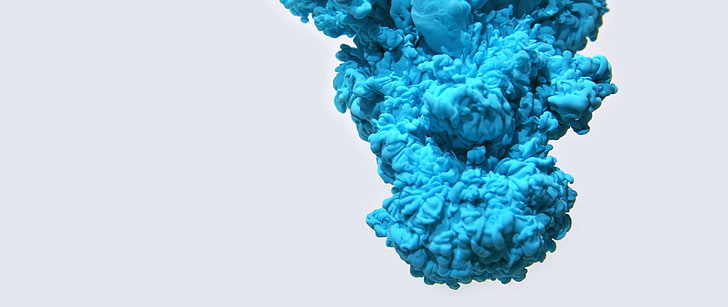 teal smoke digital wallpaper, ultra-wide, abstract, liquid, blue