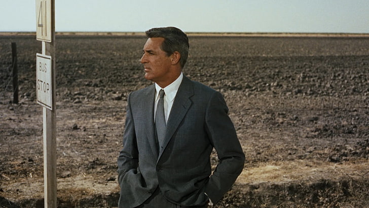 men's gray formal suit, north by northwest, 1959, roger thornhill, HD wallpaper