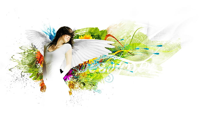 Angel Art, girl, nature, colorfull, colors, photoshop, abstract, HD wallpaper