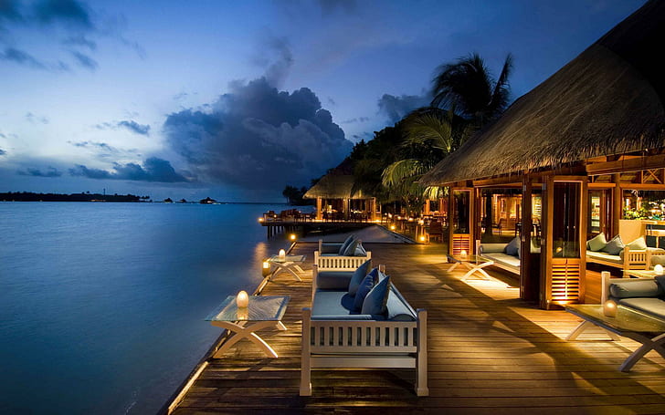 Tropical Evening Dining by the Ocean, paradise, view, island