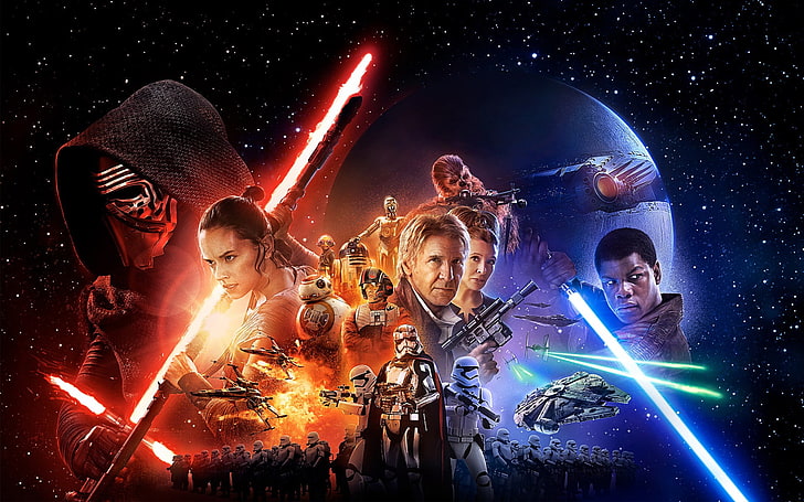 Star Wars movie wallpaper, Star Wars: The Force Awakens, celebration