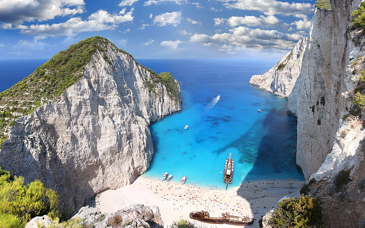 zakynthos, greece, mountains, blue ocean, beach, island, Landscape