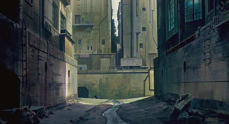 gray concrete wall, anime, Ghost in the Shell, architecture, built structure