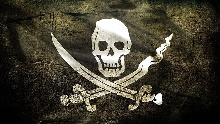 black pirate flag, pirates, skull, grunge, bone, spooky, fear, HD wallpaper