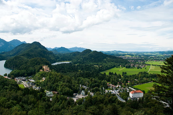forest, landscape, mountains, river, castle, home, Germany