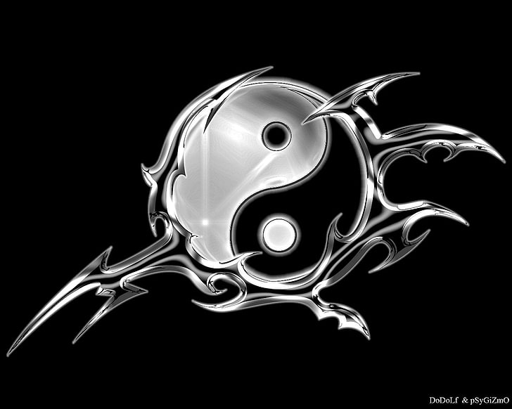 Yin-Yang logo, Religious, Yin & Yang, Artistic, Black & White, HD wallpaper