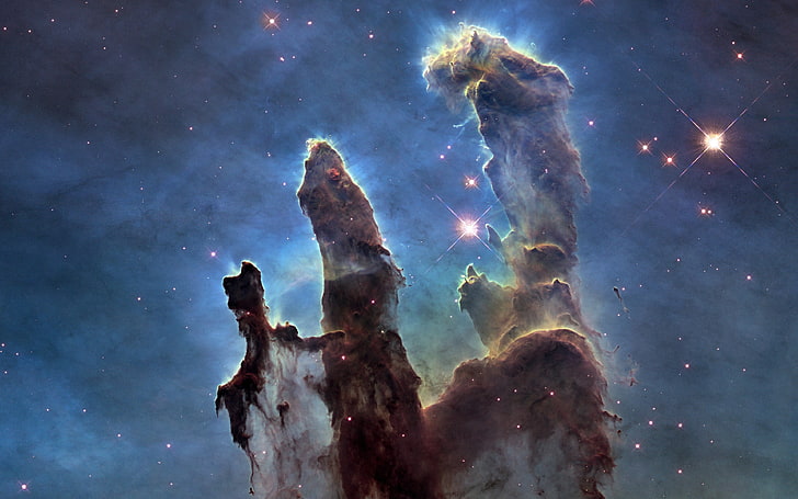 nebula, Pillars Of Creation, space, stars, sky, illuminated