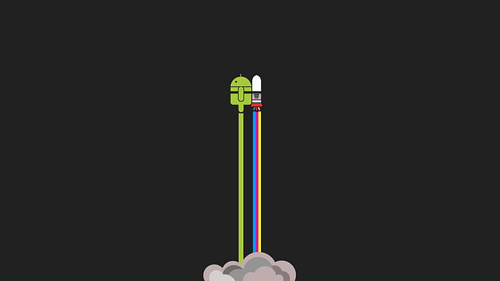 android logo, rocket, Android (operating system), minimalism