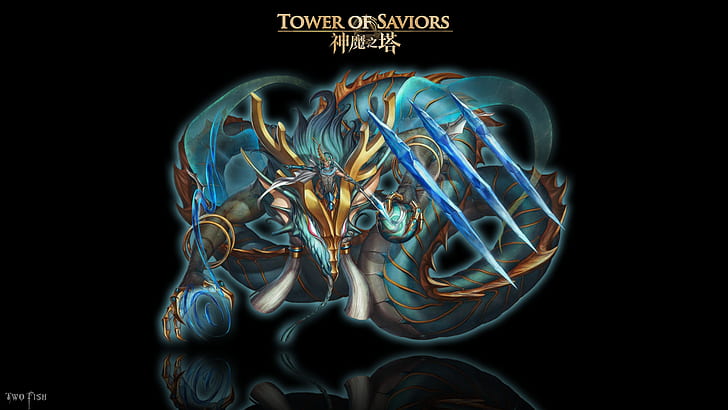 dragon, Tower of Saviors, black background, no people, indoors, HD wallpaper