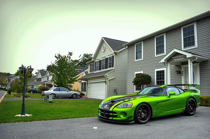 green, Dodge, Viper, ACR, SRT-10, Snakeskin Edition, HD wallpaper