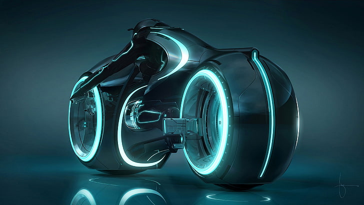 black Thorn Legacy motorcycle, Tron: Legacy, Light Cycle, science fiction, HD wallpaper