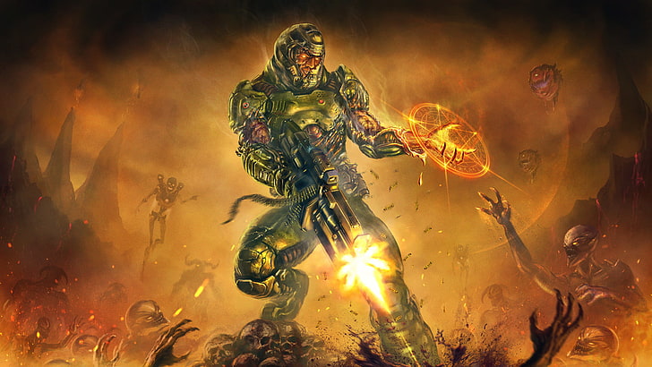 Doom game wallpaper, Doom (game), Doom 4, abstract, backgrounds, HD wallpaper