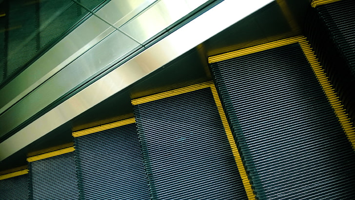 escalator, architecture, low angle view, built structure, pattern