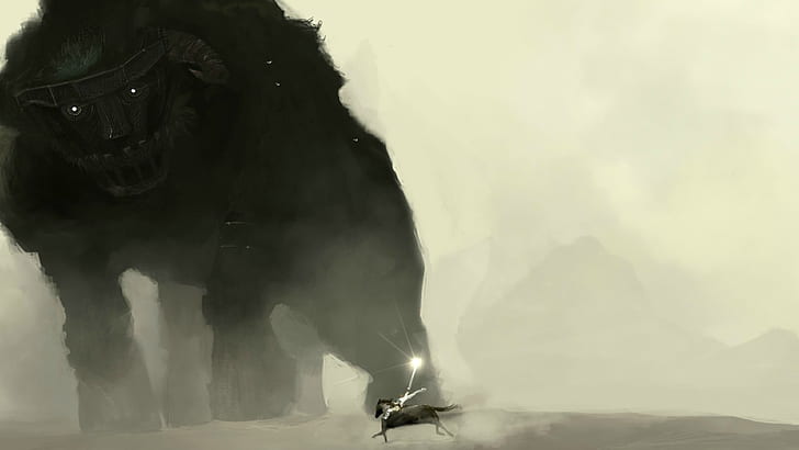 Shadow of the Colossus, nature, water, mountain, one animal