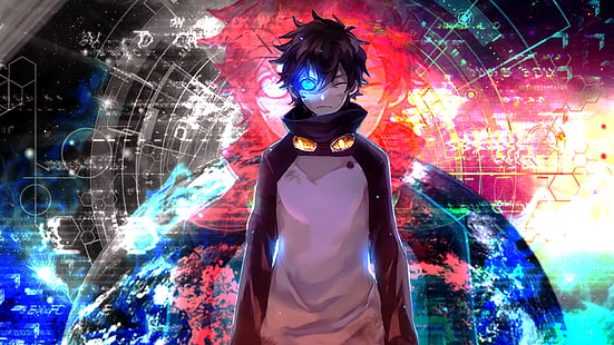 Hd Wallpaper: Anime Boy, Hoodie, Blue Eyes, Headphones, Painting |  Wallpaper Flare