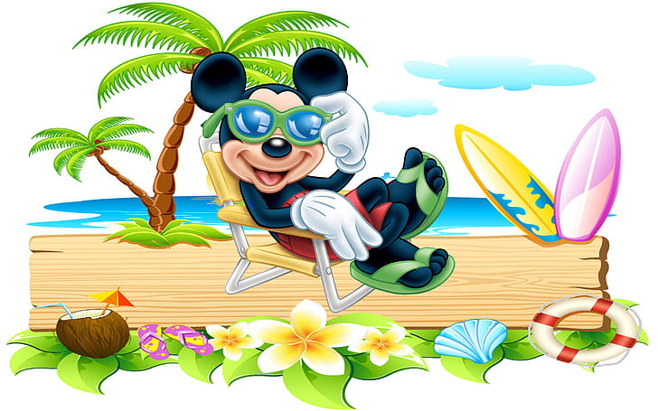 Miickey Mouse-summer holiday on a tropical beach-Desktop Wallpaper HD-2560×1600