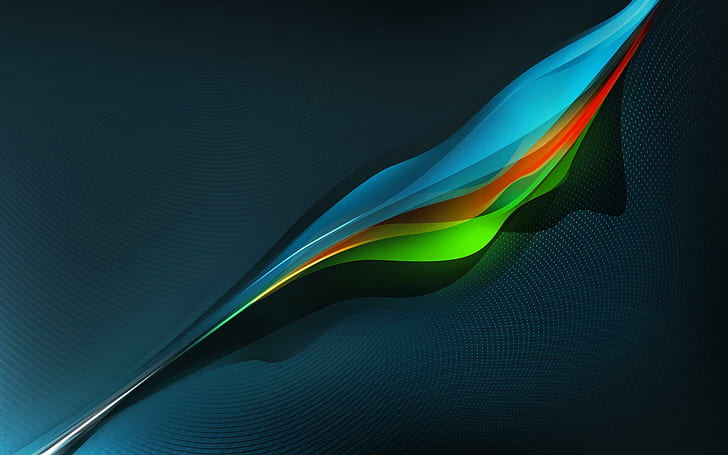 CS4 Curves, blue green and orange abstract painting, 3d and abstract, HD wallpaper
