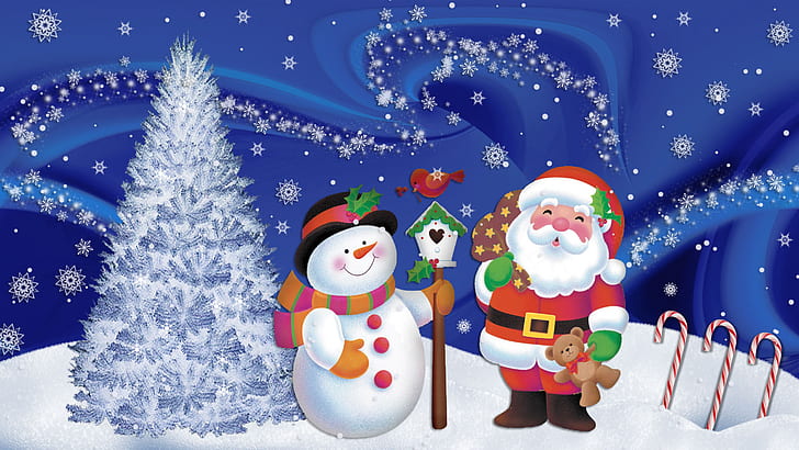 Santa Claus Winter Snow Snowman Desktop Holiday Christmas Wallpaper Hd 1920×1080
