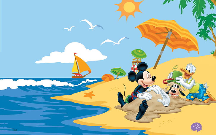 Summer Adventures With Mickey Mouse Donald Duck Goofy Disney Summer Beach Hd Wallpaper 1920×1200, HD wallpaper
