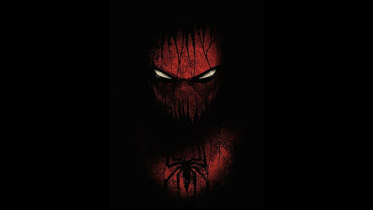 red, Spider-Man, Marvel Comics, black background, artwork, simple, HD wallpaper
