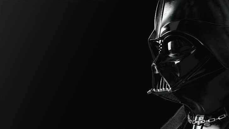 Star Wars Darth Vader, black background, studio shot, copy space