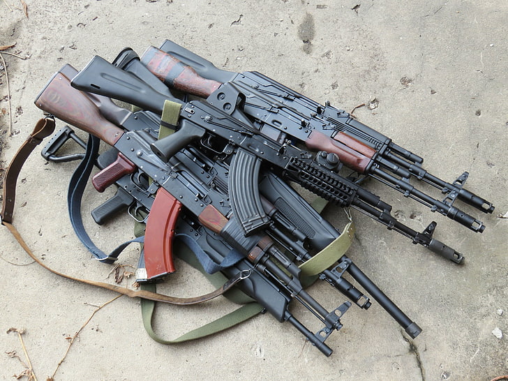 assorted-type sub-machine gun lot, weapons, Kalashnikov, a lot