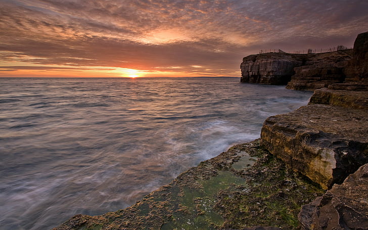 landscape photography of body of water during sunset, sea, rock - Object