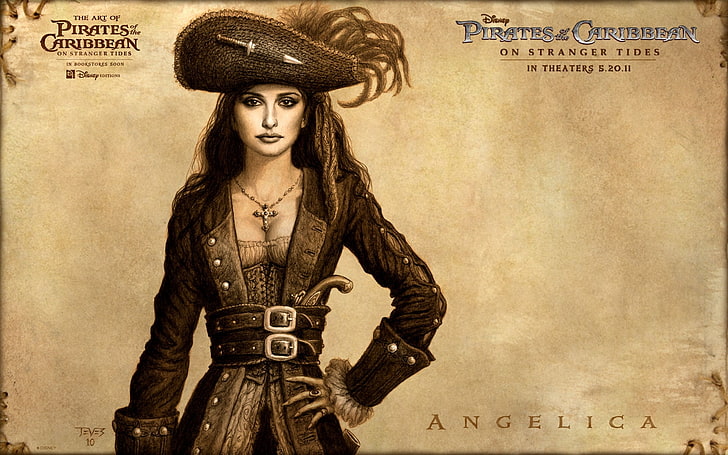 Pirates Of The Caribbean Angelica poster, art, Penelope Cruz, HD wallpaper