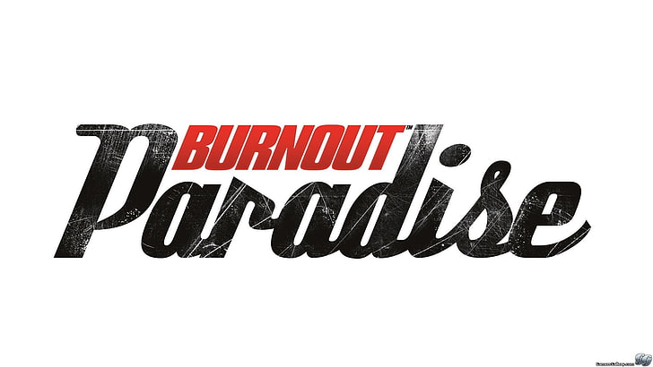 Burnout, Burnout Paradise, text, white background, western script