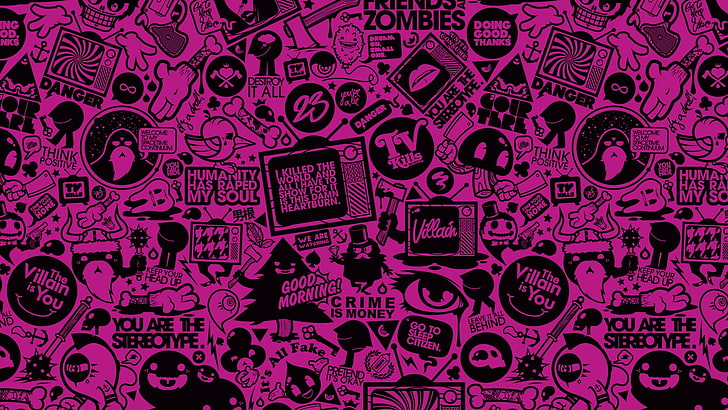 pink and black logo illustration, pink and black abstract wallpaper, HD wallpaper