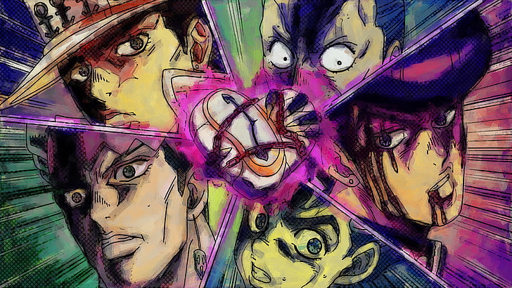 Anime, Jojo's Bizarre Adventure, Josuke Higashikata, Jotaro Kujo, HD wallpaper