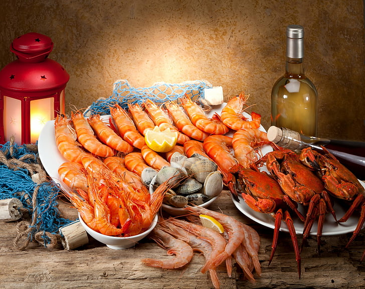 Food, Seafood, Crab, Lantern, Lobster, Shrimp, HD wallpaper
