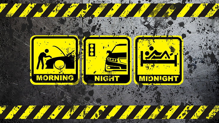 Morning Night, and Midnight poster, signs, text, communication