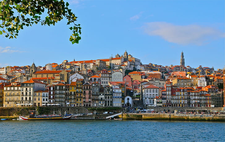 Vila Nova de Gaia, Porto, river, building, Portugal, Douro River, HD wallpaper