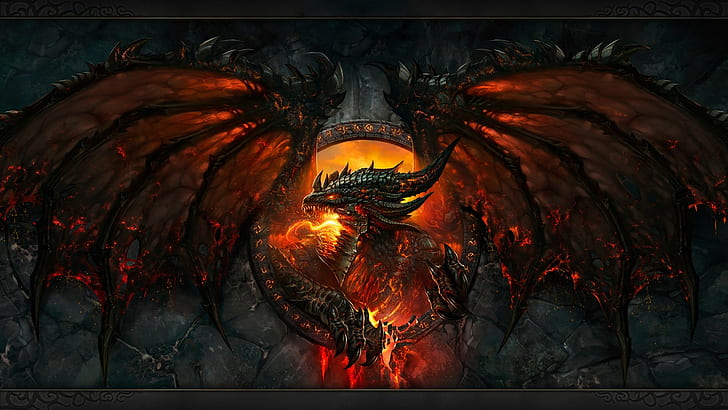 world of warcraft cataclysm video games dragon deathwing world of warcraft blizzard entertainment fire dragon wings wings claws fantasy art face teeth