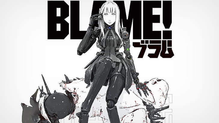 Blame!, Cibo, anime girls, cyborg, simple background, white background