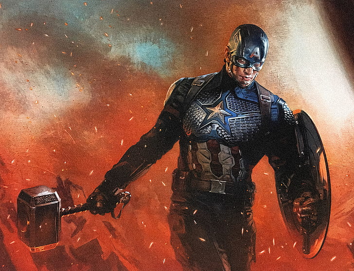 The Avengers, Avengers EndGame, Captain America, Mjölnir, Steve Rogers, HD wallpaper