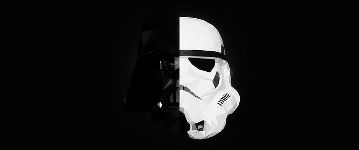 stormtrooper, Darth Vader, mask, Star Wars, splitting, minimalism