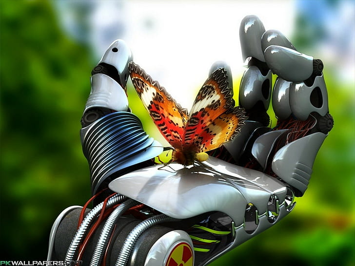 robot, butterfly, HD wallpaper