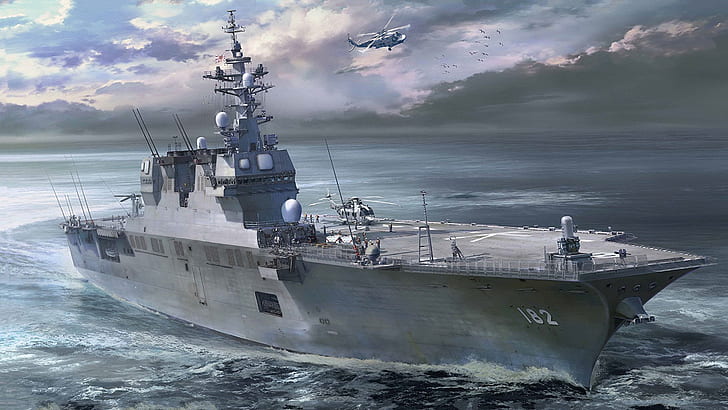 Hd Wallpaper The Japanese Navy Ddh 182 Js Ise Maritime Self
