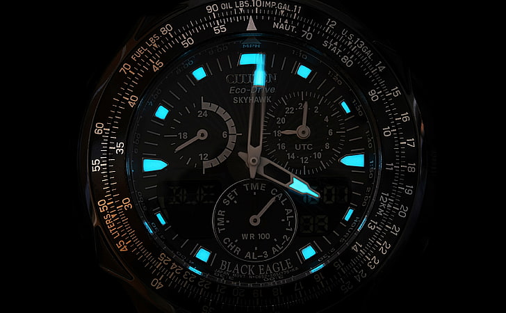 Citizen Wristwatch, black Citizen Eco-Drive chronograph watch, HD wallpaper
