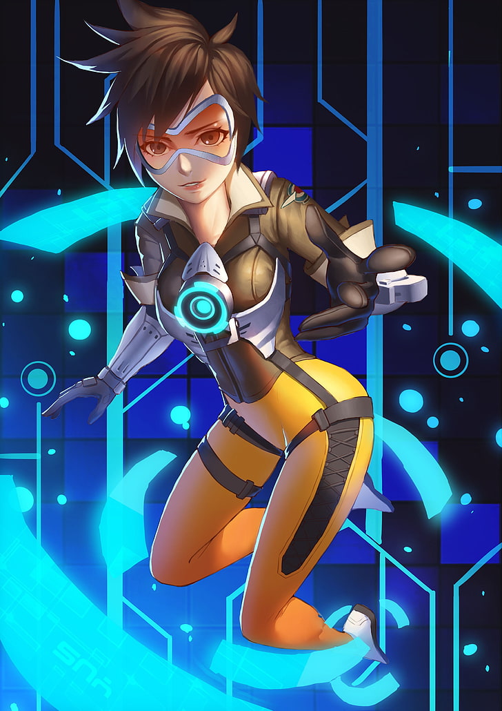 Overwatch Tracy graphic wallpaper, anime, anime girls, Tracer (Overwatch), HD wallpaper