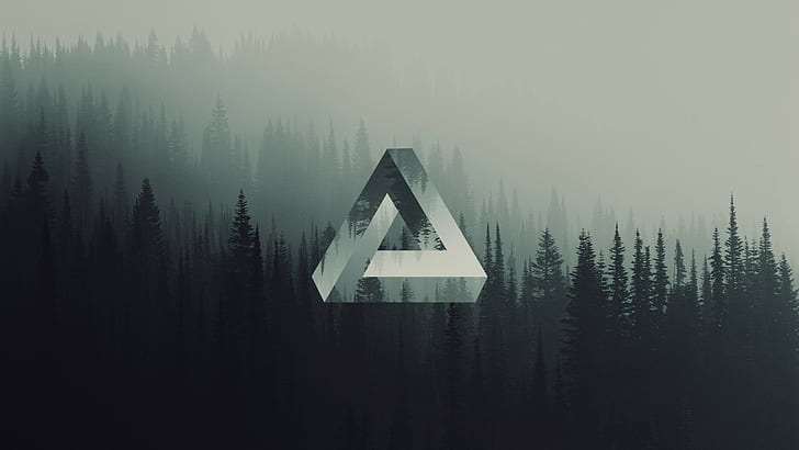forest, geometry, Penrose Triangle, HD wallpaper