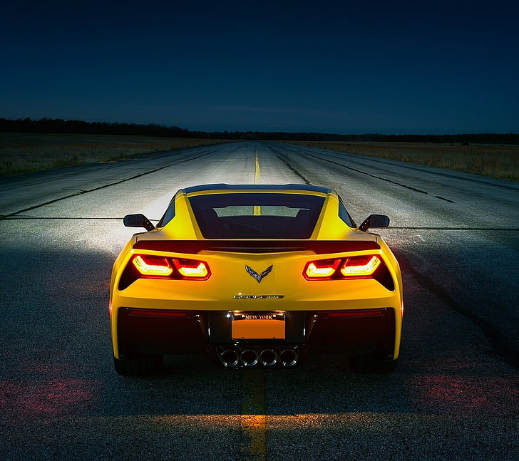 yellow Chevrolet Corvette sports coupe, transportation, mode of transportation, HD wallpaper