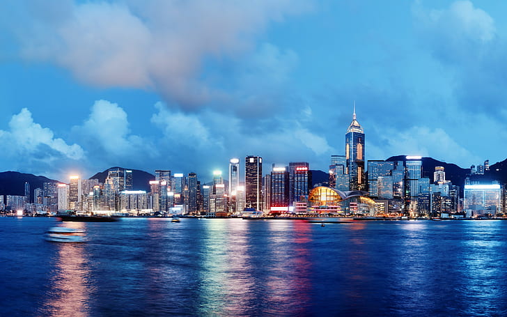 Hong kong, china, city, skyline, panoramic photo of a city during daytime, HD wallpaper
